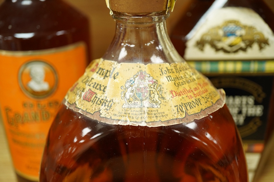 A bottle of Dimple whisky, Old Grand-Dad Bourbon whiskey and Stewarts Cream of the Barley